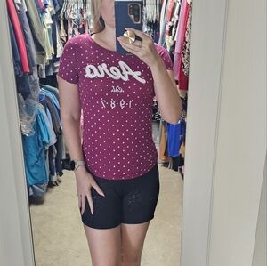 Aeropostale T-shirt Burgundy Aero 1987 - Women's Small